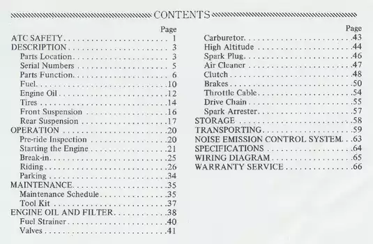 1985-1986 Honda ATC350X ATV owner´s manual Preview image 4
