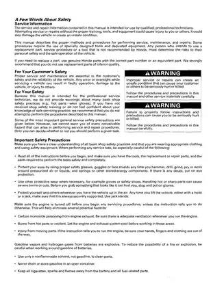 2001-2007 Honda NSS250 Reflex service manual Preview image 2