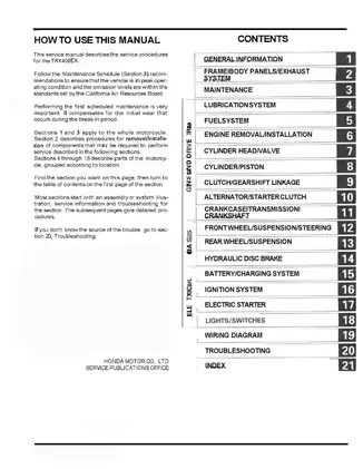 1999-2002 Honda TRX 400EX Fourtrax ATV service manual Preview image 3