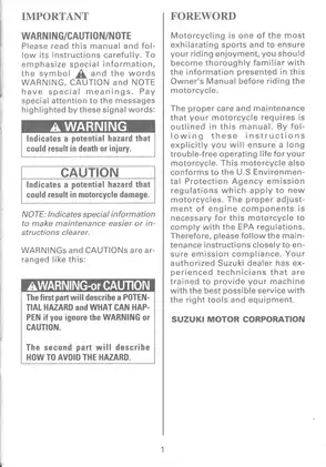 2002 Suzuki Savage LS650P owners manual Preview image 3