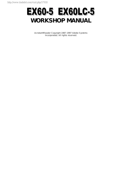 Preview: Hitachi EX60-5 / EX60LC-5 Hydraulic Excavator 1987–1997 Workshop Manual, (P/N 152W-1-1)