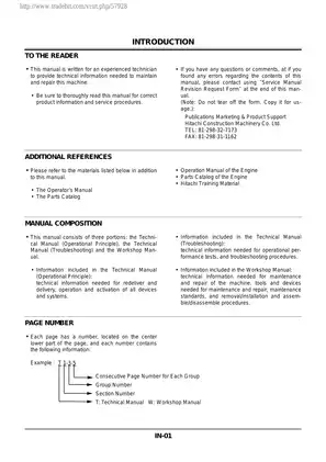 Hitachi EX60-5, EX60LC-5 midi excavator workshop manual Preview image 2