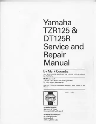 1988-2002 Yamaha DT125R service and repair manual Preview image 2