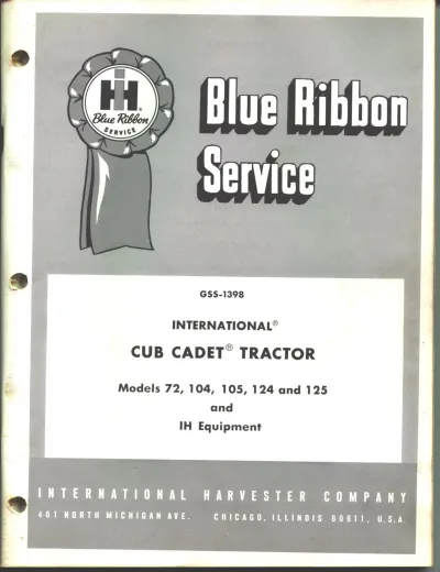 Preview: Cub Cadet Tractor 72/104/105/124/125 1967–1969 Service Manual (P/N GSS-1398)