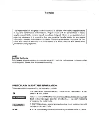 Yamaha VMX12H/VMX12HC Supplementary Service Manual - Comprehensive Guide for Mechanics Preview image 4
