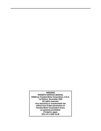 Yamaha WR250FR Owner's Service Manual (2002) Preview image 3
