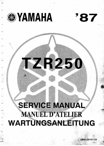 Preview: Yamaha TZR250 2MA Series 1987 Service Manual (P/N 2MA-28197-80)