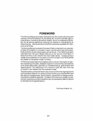 Ford New Holland Series 10 & 30 Tractor Service Manual (Fuel Systems, Engine & More) Preview image 4