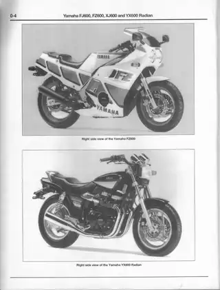 1984-1992 Yamaha FJ, FZ, XJ, YX600 Radian owners workshop manual Preview image 4
