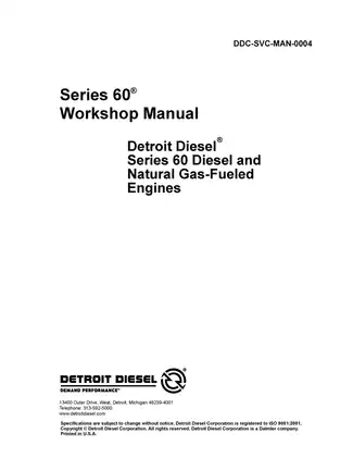 2010 Detroit diesel engine 60 series workshop manual Preview image 1