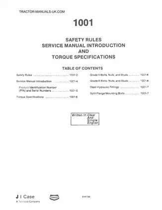Case 580E Super Backhoe Loader service manual Preview image 4