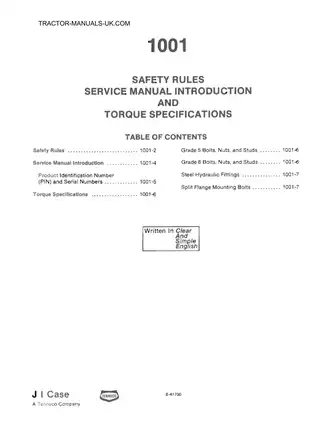 CASE 580 Super E Loader Backhoe Service Manual Preview image 4