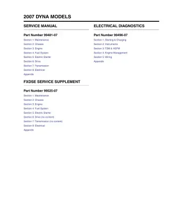 Preview: 2007 Harley-Davidson Dyna Models Service & Repair Manual (P/N 99496-07)