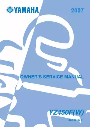 2007 Yamaha YZ450F(W) owners service manual Preview image 1
