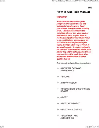 1999-2005 BMW 3, M3, 323i, 325i, 325xi, 328i, 330i, 330xi repair manual Preview image 1