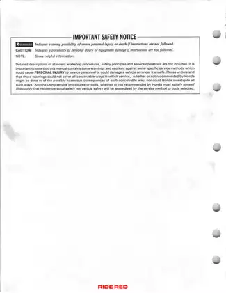 1998 Honda TRX350 & TRX350D Service Manual Preview image 2