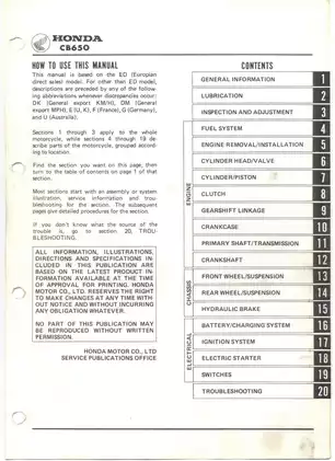 1979-1982 Honda CB650 repair and service manual