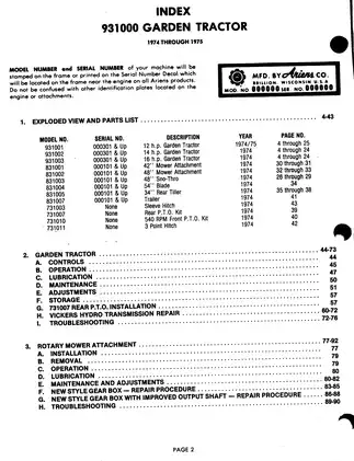 Ariens Garden Tractors 12-16 HP Manual (1974-1975) | Complete Maintenance & Parts Guide Preview image 3