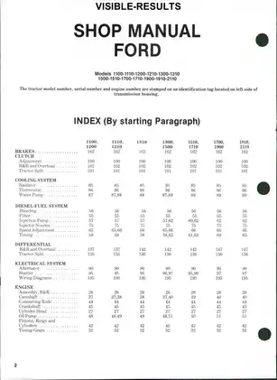 1979-1987 Ford™ 1100, 1110, 1200, 1210, 1300, 1310, 1500, 1510, 1700, 1710, 1900-1910, 2110 tractor shop manual Preview image 1