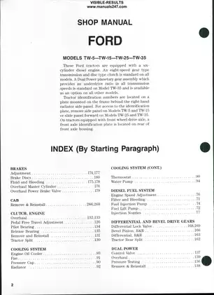 1983-1990 Ford™ TW-5, TW-15, TW-25, TW-35 row-crop tractor shop manual Preview image 2
