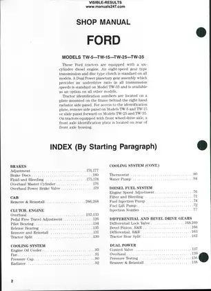 Ford TW Series Tractor Service Manual (TW-5, TW-15, TW-25, TW-35) Preview image 2