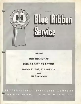 Cub Cadet Tractor Service Manual GSS-1369 - Comprehensive Repair & Maintenance Guide