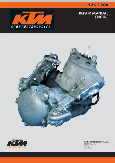 1998–2003 KTM 125/200 SX/MXC/EXC Engine Repair Manual (P/N 320588-E)