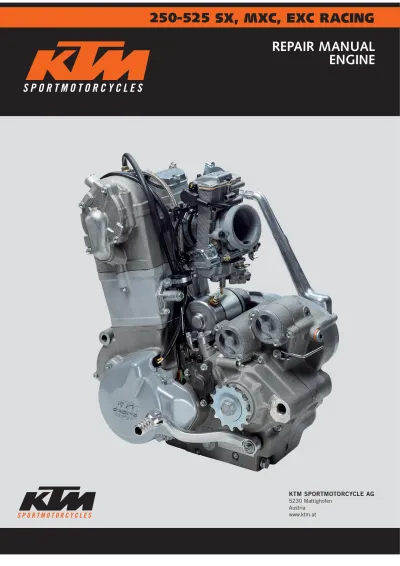 2000–2003 KTM 250 / 400 / 520 SX / MXC / EXC RACING Engine Service Manual (P/N 3206007-E)