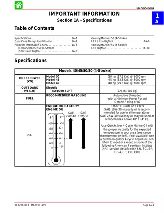 Mercury/Mariner 40-50 HP Outboard Service Manual (1999) Preview image 5
