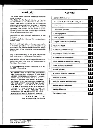 1989-1990 Honda CBR600F shop manual Preview image 3