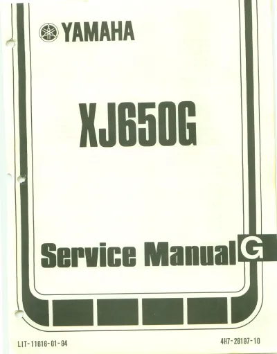 Preview: 1980–1984 Yamaha XJ650G Service Manual (P/N LIT-11616-01–94, LIT-11616-02–34)