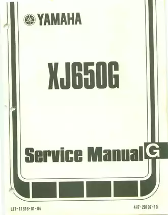1980-1984 Yamaha XJ 650, XJ650G, XJ650H, XJ650J, XJ650K, XJ650CH, XJ650RJ service manual Preview image 1
