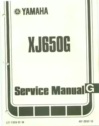 Yamaha XJ650G & XJ750RH Service Manual - Complete Maintenance Guide