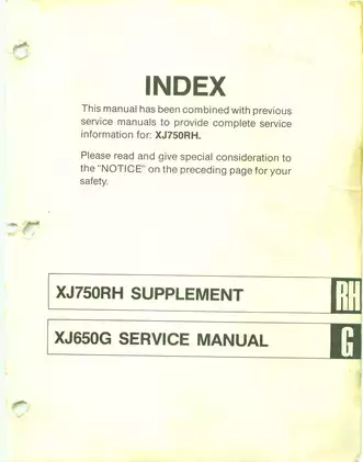 1980-1986 Yamaha XJ750RH service manual Preview image 3