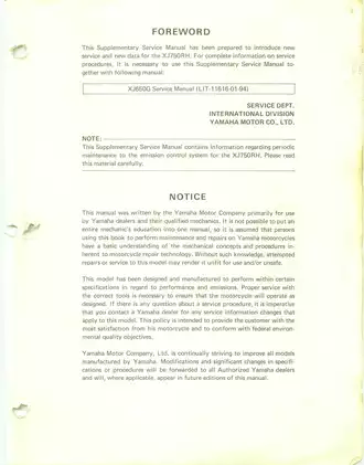 Yamaha XJ650G & XJ750RH Service Manual - Complete Maintenance Guide Preview image 5