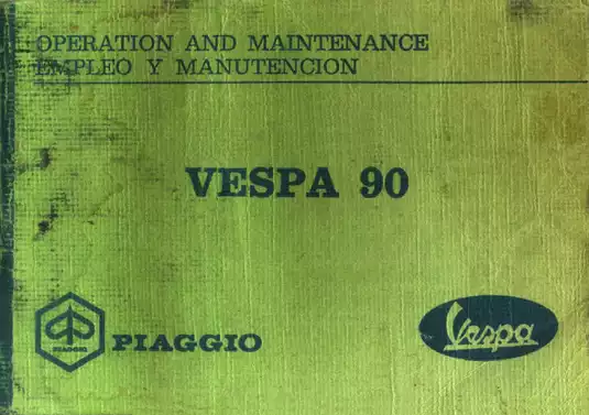 Vespa Piaggio Scooter Operation and Maintenance Manual
