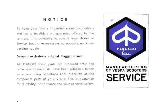 Vespa Piaggio Scooter Operation and Maintenance Manual Preview image 5