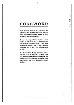 Harley-Davidson Motorcycle Service Manual (1940-1947) - O.H.V. & Side Valve Engine Models Preview image 2
