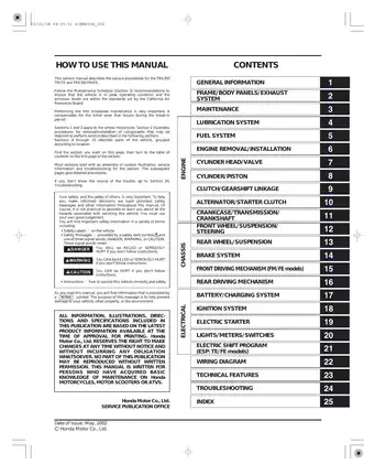 2000-2003 Honda TRX350 ATV service manual Preview image 2
