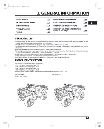 2000-2003 Honda TRX350 ATV service manual Preview image 3