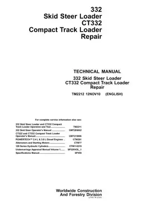 332 Skid Steer Loader & CT332 Compact Track Loader Repair Manual