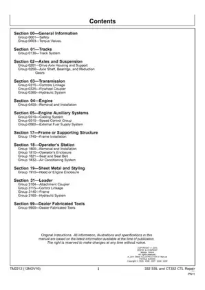 John Deere 332, CT332 compact track loader technical manual Preview image 2