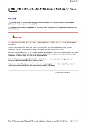 332 Skid Steer Loader & CT332 Compact Track Loader Repair Manual Preview image 3