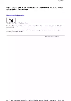 332 Skid Steer Loader & CT332 Compact Track Loader Repair Manual Preview image 5