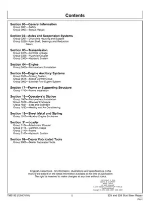 John Deere 325, 328 Skid Steer repair technical manual Preview image 2