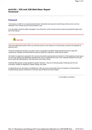 John Deere 325, 328 Skid Steer repair technical manual Preview image 3