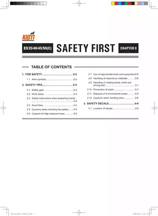 KIOTI EX35(C)/EX40(C)/EX45(C)/EX50(C) Tractors Service Manual - Ultimate Guide to Maintenance and Repair Preview image 5
