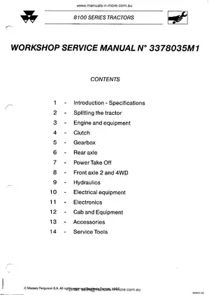 Massey Ferguson 8100 Series Workshop Service Manual Preview image 3