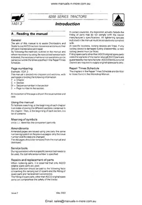 AGCO 8200 Series Tractors Workshop Service Manual Preview image 5