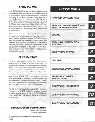 1989-1992 Suzuki GSX-R 1100 service manual Preview image 2